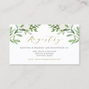 Greenery and White Flowers Wedding Registry Card