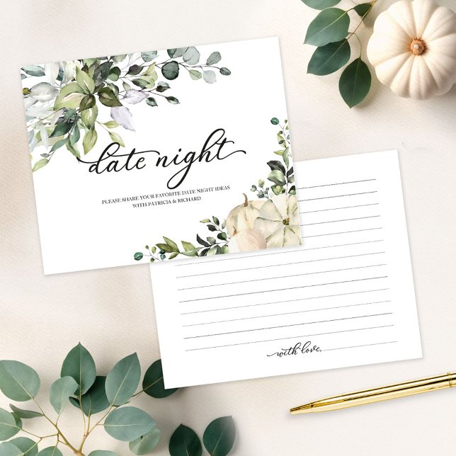 Greenery and White Pumpkin Date Night Card (Creator Uploaded)