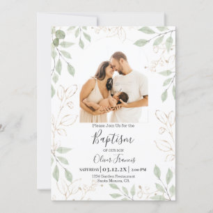 Greenery Arch Baptism Invitation