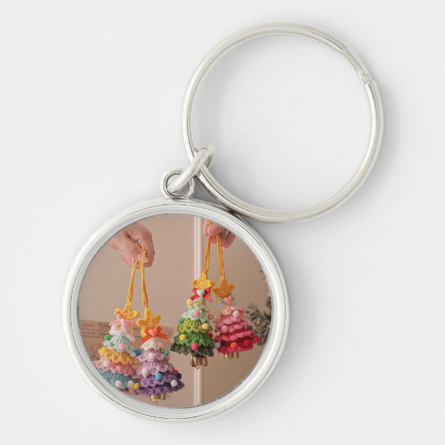 Greenery Arch Modern Script Photo Christmas Holida Key Ring (Front)
