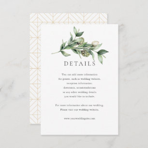 Greenery & Artichokes Wedding Details Card