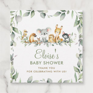 Greenery Australian Animals Baby Shower Thank You Favour Tags