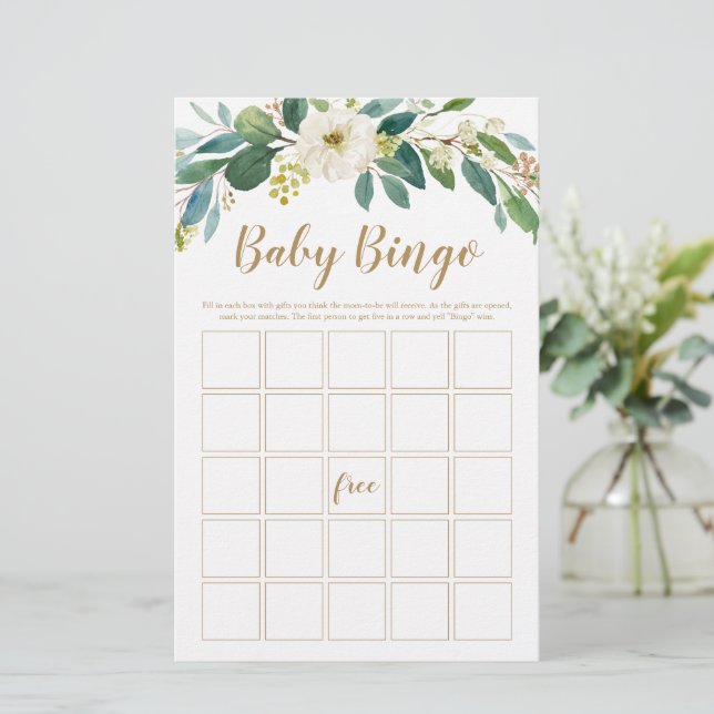 Greenery Baby Bingo Game (Standing Front)