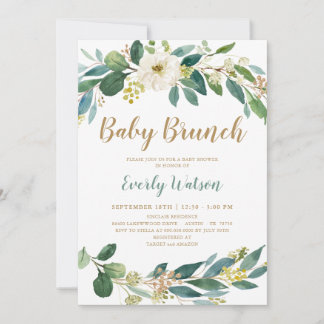 Greenery Baby Brunch Invitation Card