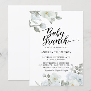 Greenery Baby Brunch Invitations
