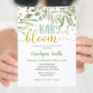 Greenery Baby in Bloom Shower Invitation