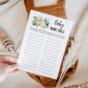 Greenery Baby Is Brewing Baby Name Race Game Card