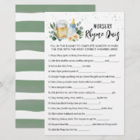 Greenery Baby Is Brewing Game Nursery Rhyme Quiz