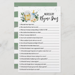 Greenery Baby Is Brewing Game Nursery Rhyme Quiz