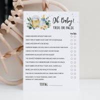Greenery Baby Is Brewing True Or False Game Card