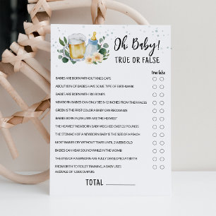 Greenery Baby Is Brewing True Or False Game Card