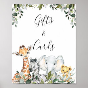 Greenery Baby Safari Animals with Lion Baby Shower Poster
