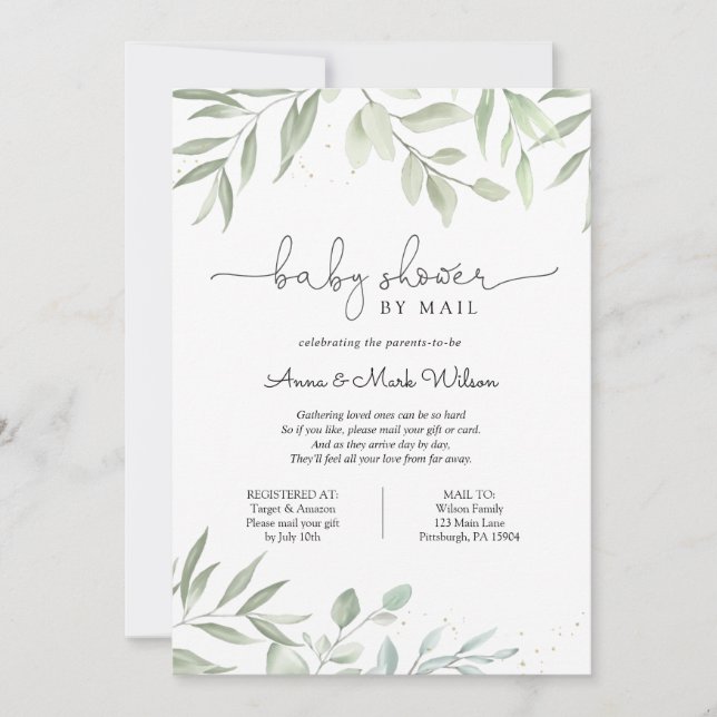 Greenery Baby Shower by Mail Invitation (Front)