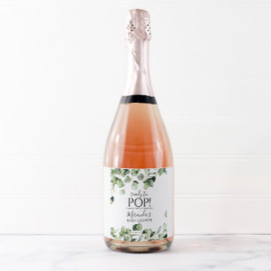 Greenery Baby Shower Champagne Bottle Label Wine
