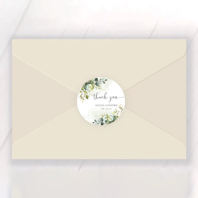 Greenery Baby Shower Classic Round Sticker (Creator Uploaded)