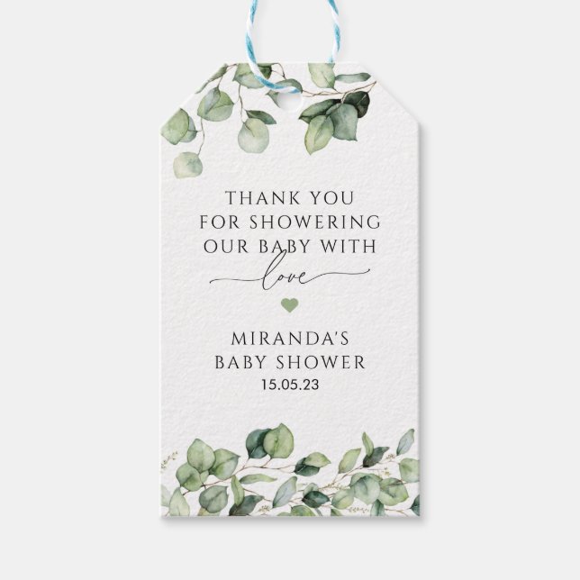Greenery Baby Shower Favor Tag Botanical Gift Tag (Front)