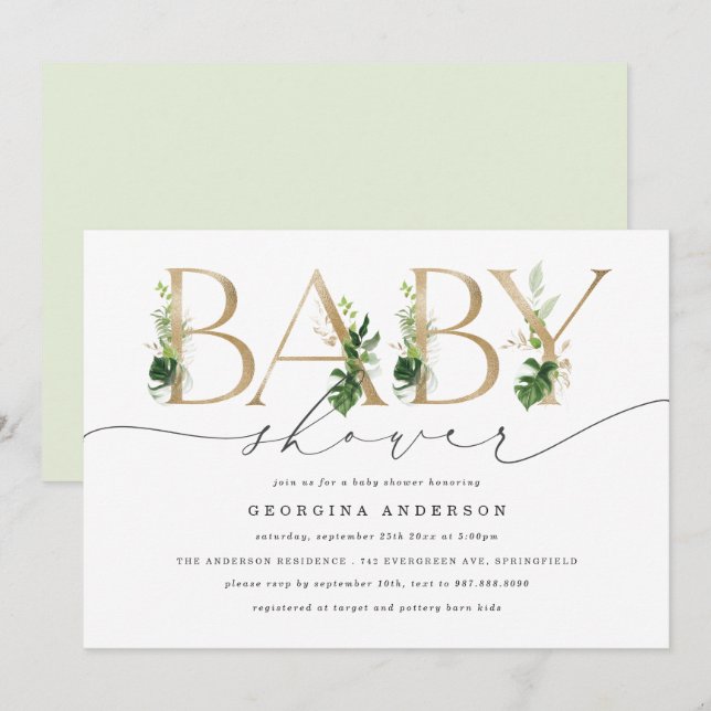 Greenery Baby Shower Invitation (Front/Back)