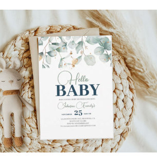 Greenery Baby Shower Invitation, Eucalyptus flower Invitation