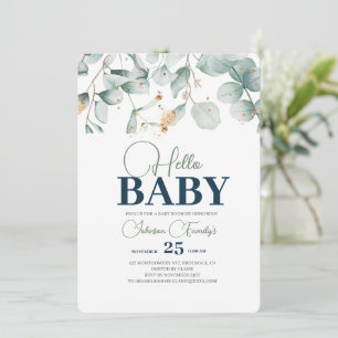 Greenery Baby Shower Invitation, Eucalyptus flower Invitation