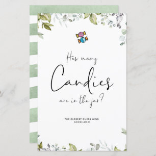 Greenery Baby Shower Mini Sign How Many Candies