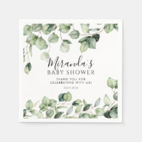 Greenery Baby Shower Napkins Eucalyptus Botanical
