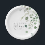 Greenery Baby Shower  Paper Plate<br><div class="desc">These are simple, elegant eucalyptus baby shower paper plates featuring watercolor greenery elements and a modern font. Edit all wording and all colours* on this wedding program template. * the colour of the watercolor greenery are not editable // For matching items, please visit the "ASHTON" collection in the Sincerely By...</div>