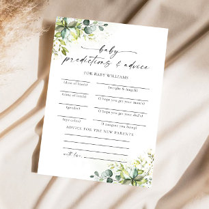 Greenery Baby Shower Predictions Card