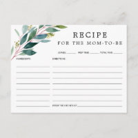 Greenery Baby Shower Recipe Card