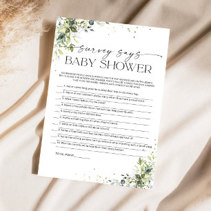 Greenery Baby Shower Survey Says Game Card