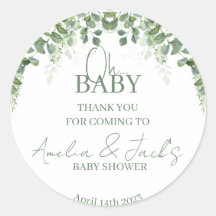 Greenery Baby Shower Thank You Sticker
