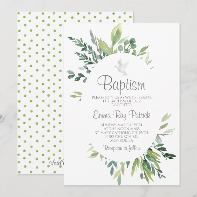 Greenery Baptism Invitation (Front/Back)