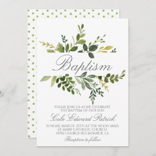 Greenery Baptism Invitation