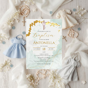 Greenery Baptism Invitation