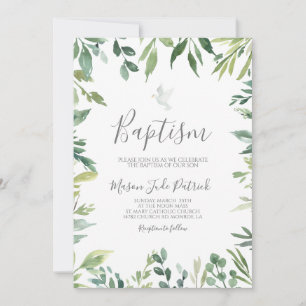 Greenery Baptism Invitation