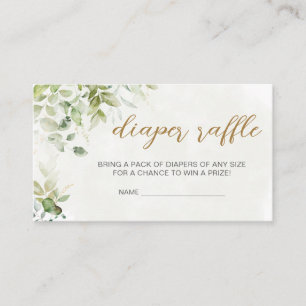 Greenery Bear Baby Shower Diaper Raffle Enclosure Card