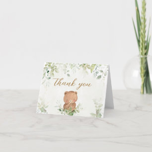 Greenery Bear Baby Shower Thank You Card