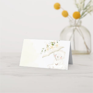 Greenery Bear Gender Neutral Green Baby Shower Place Card