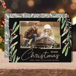 Greenery Berries Christmas Photo Holiday Card
