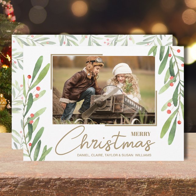 Greenery Berries Christmas Photo Holiday Card (Creator Uploaded)