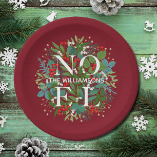 Greenery Berries NOEL Christmas Small Paper Plate
