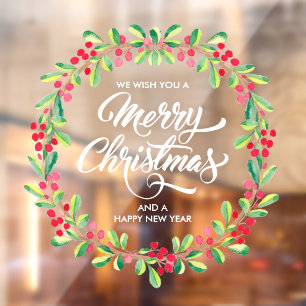 Greenery Berries Wreath Merry Christmas 
