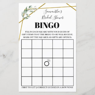 Greenery Bingo Bridal shower bilingual game
