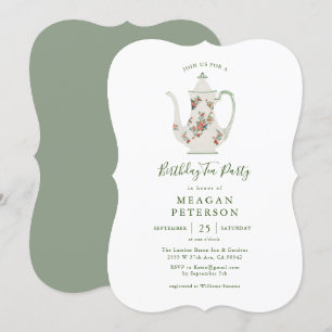 Greenery Birthday Party Tea Party  Invitation