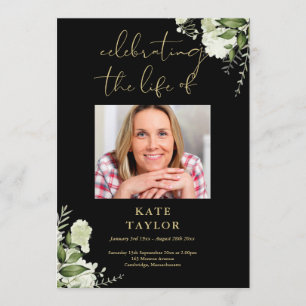 Greenery Black And Gold Funeral Order Of Service Programme