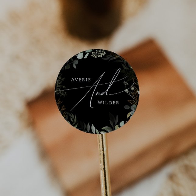 Greenery Black and Gold Wedding Envelope Seals (Creator Uploaded)