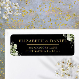 Greenery Black And Gold Wedding Return Address