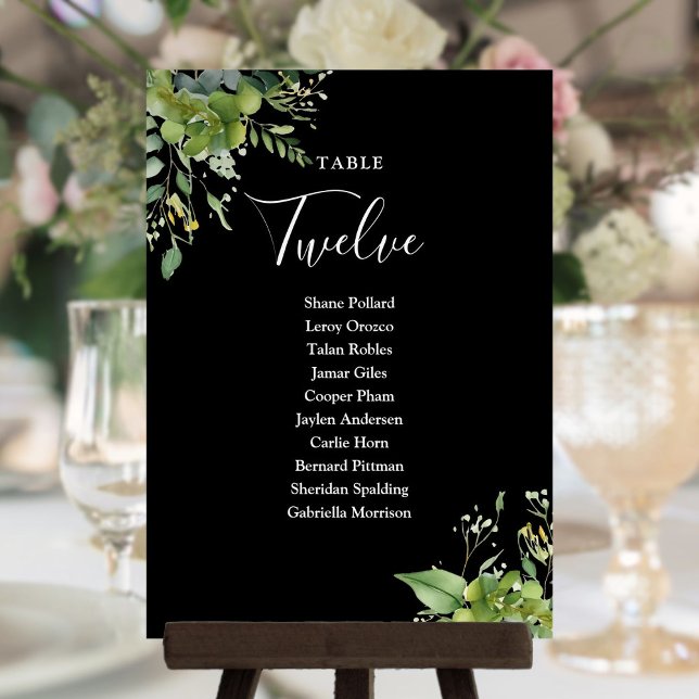 Greenery Black And White Seating Plan Table Number (Greenery Black And White Seating Plan Table Number)