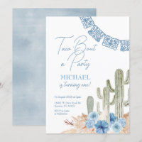 Greenery Blue Floral Birthday Invitation