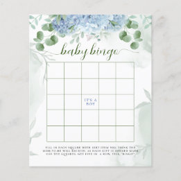 Greenery Blue hydrangea Baby Bingo Baby Shower