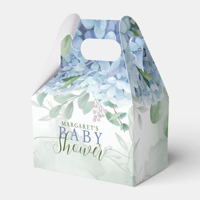 Greenery Blue hydrangea Its a Boy Baby Shower Favour Box (Front Side)